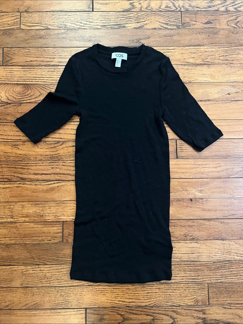 COS Black Short-Sleeve Midi Knit Top